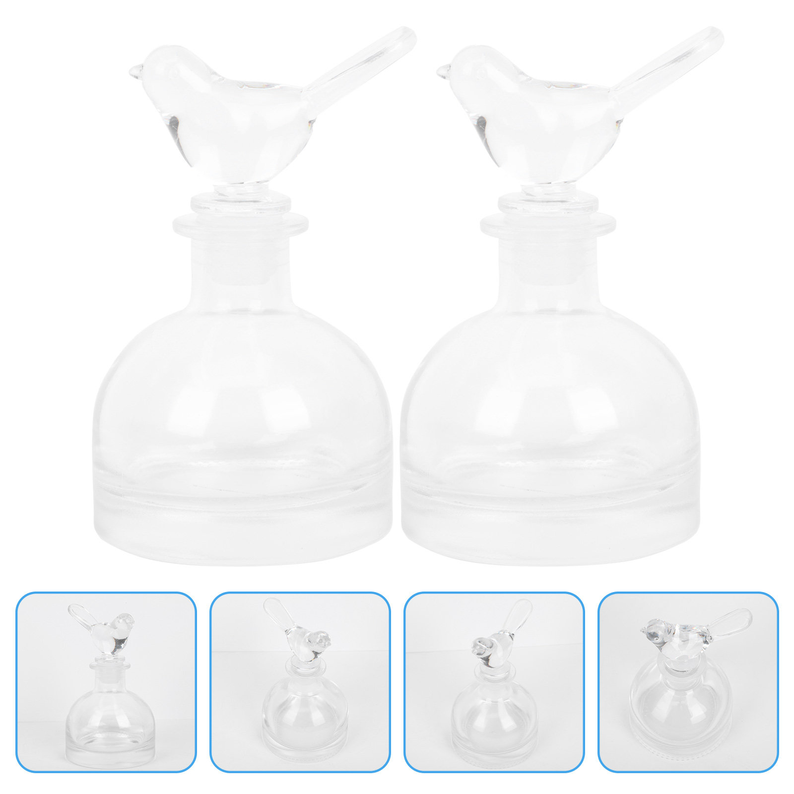 Home Fragrance Bottle - 2Pcs Glass Perfume Bottles Premium Clear