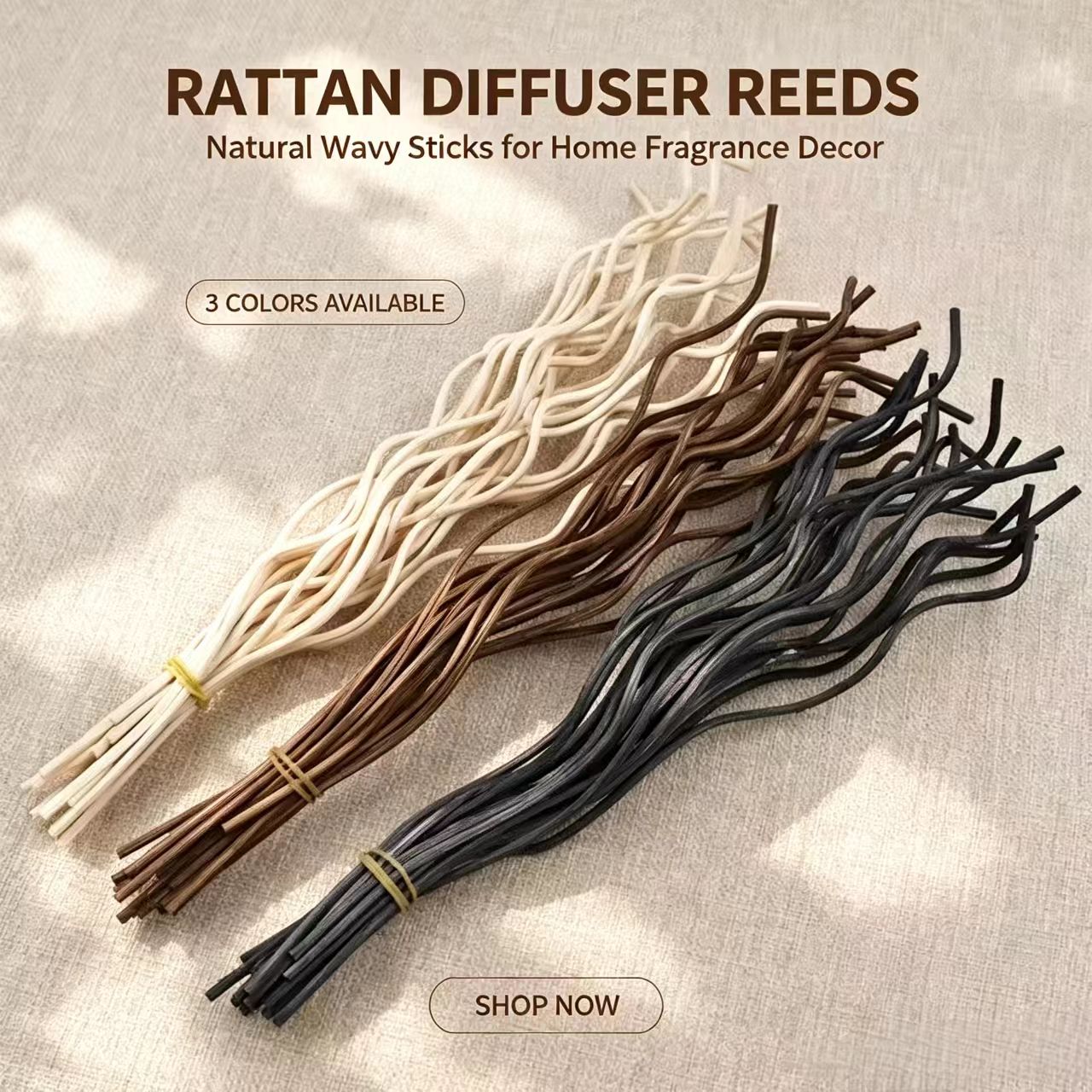 Home Fragrance Elements - 20Pcs Long Wavy Rattan Reed Diffuser
