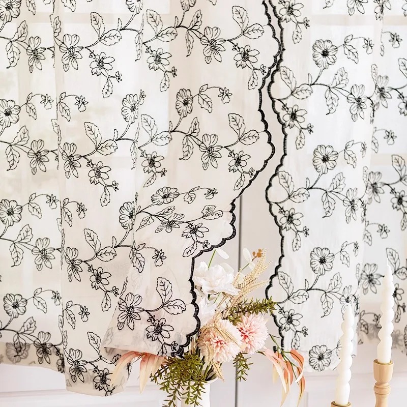 Home Fragrance In French - French Retro Lace Gauze Curtain American
