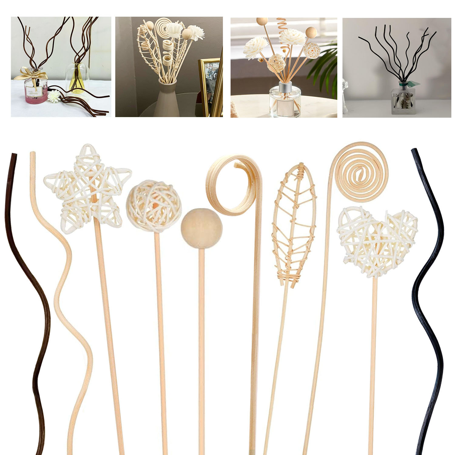 5/15Pcs Long Wavy Rattan Reed  - огляд і ціна Home Fragrance Reed Diffuser Refill