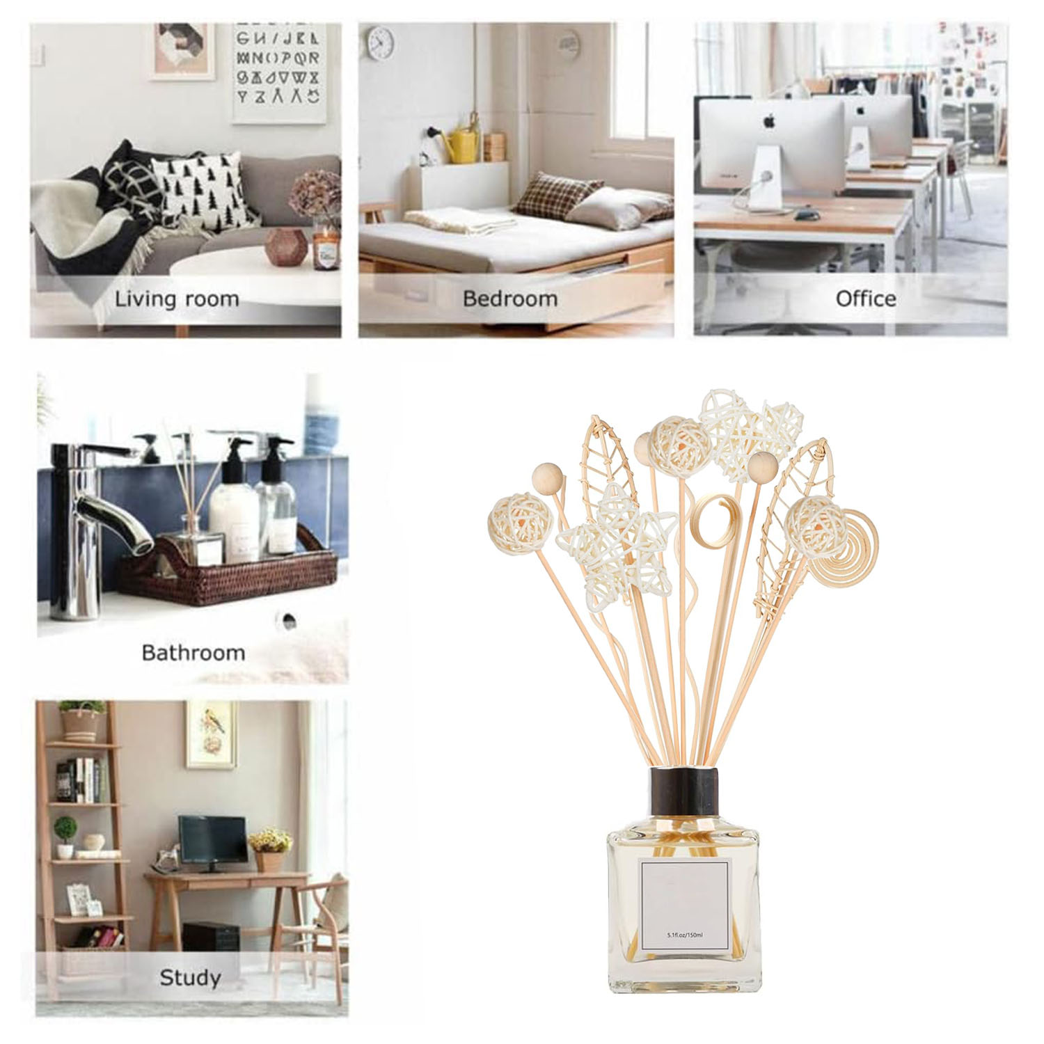 5/15Pcs Long Wavy Rattan Reed  - огляд і ціна Home Fragrance Reed Diffuser Refill